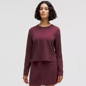 Lululemon Classic Fit Cotton Blend Long Sleeve Shirt Size 10 Garnet